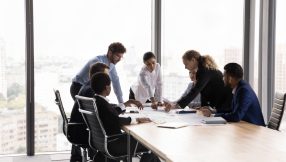 people in an office working